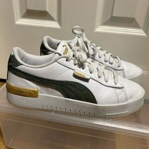 Puma White Sneakers with Subtle Green Highlights